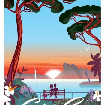 470-sunset saint Cyr sur Mer, Couché de soleil, couple, love, amour, Affiche, Tirage Art, Digigraphie, Illustration, œuvre, Poster, Fine Art. Monsieur Z
