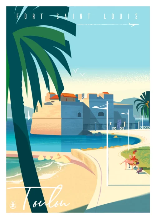 472-fort-saint-louis à toulon sur le littoral méditerranéen, Affiche, Tirage Art, Digigraphie, Illustration, œuvre, Poster, Fine Art. Monsieur Z