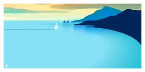 474-saint mandrier 2 freres, Flat style, Affiche, Tirage Art, Digigraphie, Illustration, œuvre, Poster, Fine Art. Monsieur Z