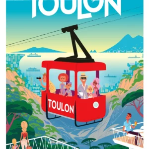 488-Téléphérique Toulon, entre mer et montagne, Affiche, Tirage Art, Digigraphie, Illustration, œuvre, Poster, Fine Art. Monsieur Z