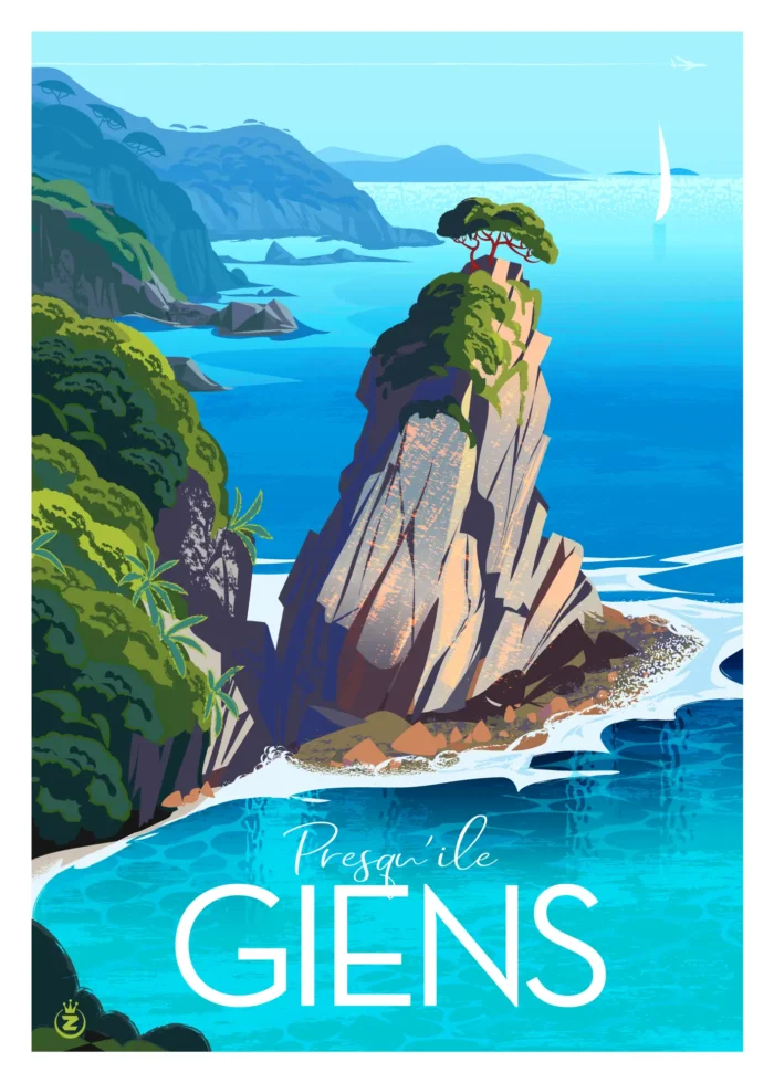489-Pic de Giens Monsieur Z Affiche du Pic de Giens dominant la presqu'île par Monsieur Z