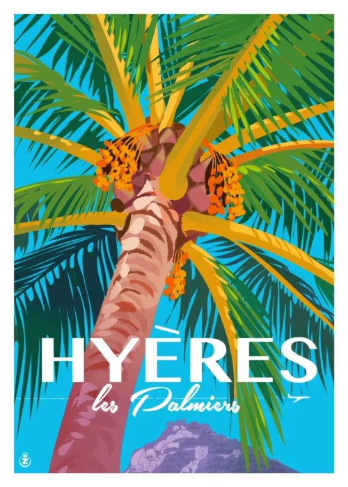498-hyeres les plamiers Côte d'azur, palmier, Arbre. Affiche, Tirage Art, Digigraphie, Illustration, œuvre, Poster, Fine Art. Monsieur Z