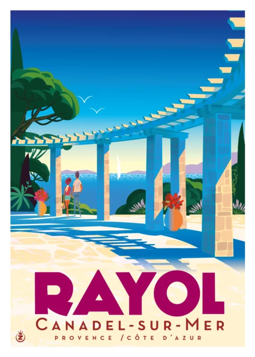 505-Rayol patek Canadel sur mer, Provence, Côte d'azur. Affiche, Tirage Art, Digigraphie, Illustration, œuvre, Poster, Fine Art. Monsieur Z