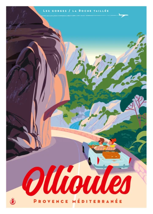 510-oullioules gorges, Provence méditerranée, La Rcohe Taillée. Affiche, Tirage Art, Digigraphie, Illustration, œuvre, Poster, Fine Art. Monsieur Z