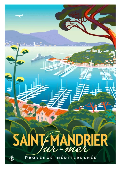 511-saint mandrier Sur Mer, Provence méditerranée. Affiche, Tirage Art, Digigraphie, Illustration, œuvre, Poster, Fine Art. Monsieur Z