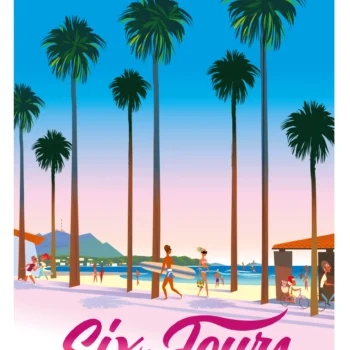 512-Six-fours plage Provence méditerranée. Affiche, Tirage Art, Digigraphie, Illustration, œuvre, Poster, Fine Art. Monsieur Z