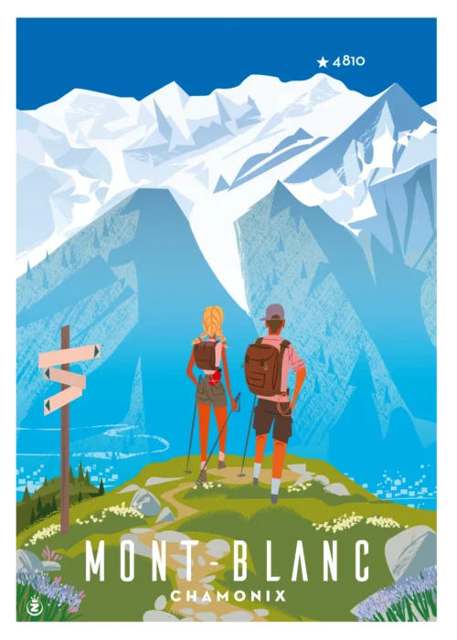 517-chamonix vue vallée. Affiche, Tirage Art, Digigraphie, Illustration, œuvre, Poster, Fine Art. Monsieur Z