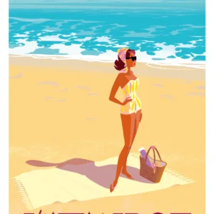 523-lavandou femme plage. Affiche, Tirage Art, Digigraphie, Illustration, œuvre, Poster, Fine Art. Monsieur Z