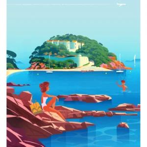525-Fort Brégançon. Affiche, Tirage Art, Digigraphie, Illustration, œuvre, Poster, Fine Art. Monsieur Z