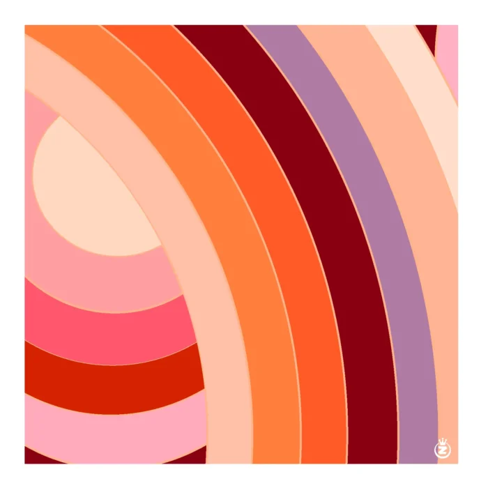 Affiche abstraite Arc en Ciel Rose au format carré par Monsieur Z