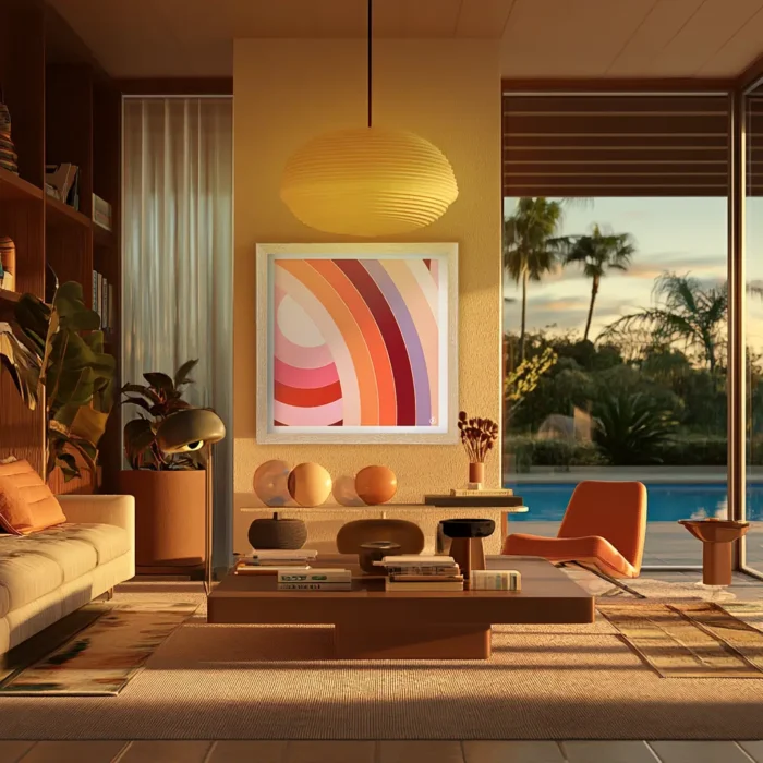 527_Église 527-arc en ciel rose carré Décoration d'intérieur Modern, Tableau, Œuvre d'art, Design, Affiche, Fine Art, Poster, Déco. Monsieur Z