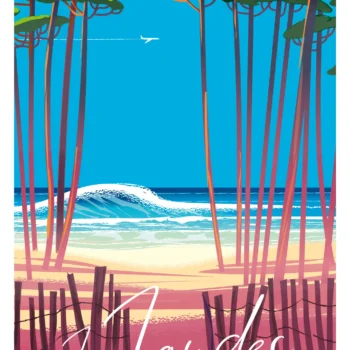 529- Landes France aquitaine plage mer. Affiche, Tirage Art, Digigraphie, Illustration, œuvre, Poster, Fine Art. Monsieur Z