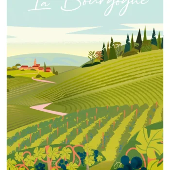 532- Bourgogne Vignes, Viticulture, France. Affiche, Tirage Art, Digigraphie, Illustration, œuvre, Poster, Fine Art. Monsieur Z