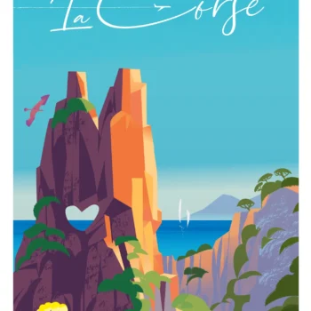 533- Corse Massif rocheux, France, Corse rocher en forme de coeur. Affiche, Tirage Art, Digigraphie, Illustration, œuvre, Poster, Fine Art. Monsieur Z