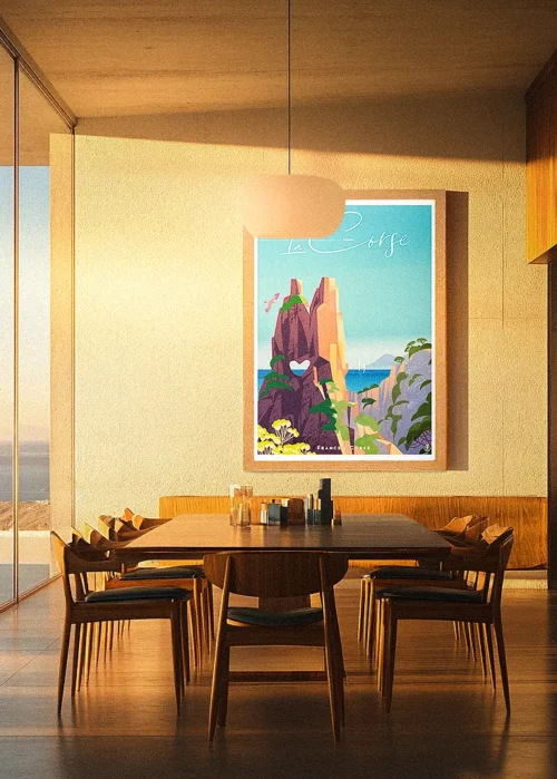 Corse, Intérieur Modern Décoration d'intérieur Mid century, Décoration d'intérieur Modern, Tableau, Œuvre d'art, Design, Affiche, Fine Art, Poster, Déco. Monsieur Z
