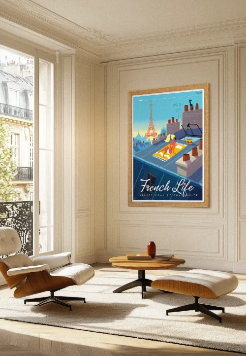 French Life, Paris, France, Capital, Tour Effeil. Décoration d'intérieur Modern, Tableau, Œuvre d'art, Design, Affiche, Fine Art, Poster, Déco. Monsieur Z