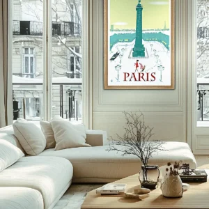 091-place vendome, Paris, Sous la Neige, Capital, Shooping, Décoration d'intérieur, Tableau, Œuvre d'art, Design, Affiche, Fine Art, Poster, Déco. Monsieur Z Illustration