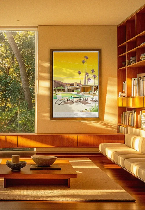 Architecture, Neutra, kaufmann house, Mid-Century, Palm Spring, Miami. Décoration d'intérieur Modern, Tableau, Œuvre d'art, Design, Affiche, Fine Art, Poster, Déco. Monsieur Z