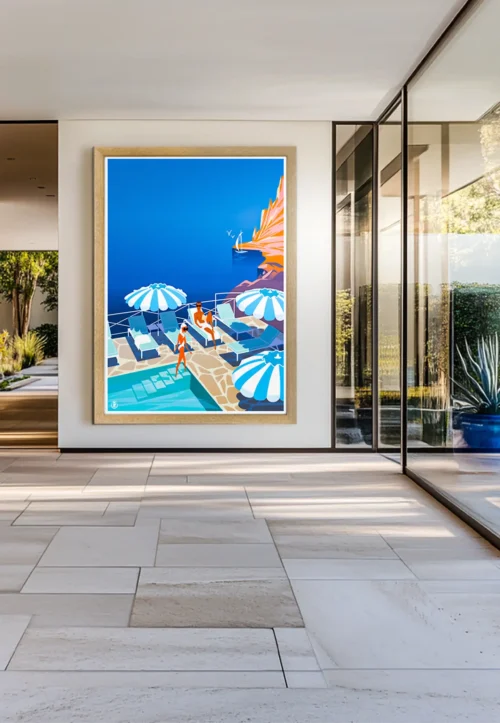 Hotel, Roches Rouges, Côte d'azur, Bleu azur, Chic, Design. Décoration d'intérieur Modern, Tableau, Œuvre d'art, Design, Affiche, Fine Art, Poster, Déco. Monsieur Z