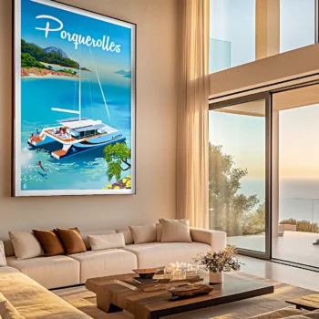 480-cata porquerolles. Intérieur modern, Bateau, Décoration d'intérieur, Tableau, Œuvre d'art, Design, Affiche, Fine Art, Poster, Déco. Monsieur Z Illustration
