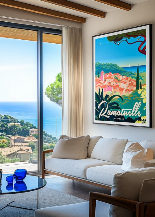 480-Ramatuelle Village, Provence, Décoration d'intérieur, Tableau, Œuvre d'art, Design, Affiche, Fine Art, Poster, Déco. Monsieur Z Illustration