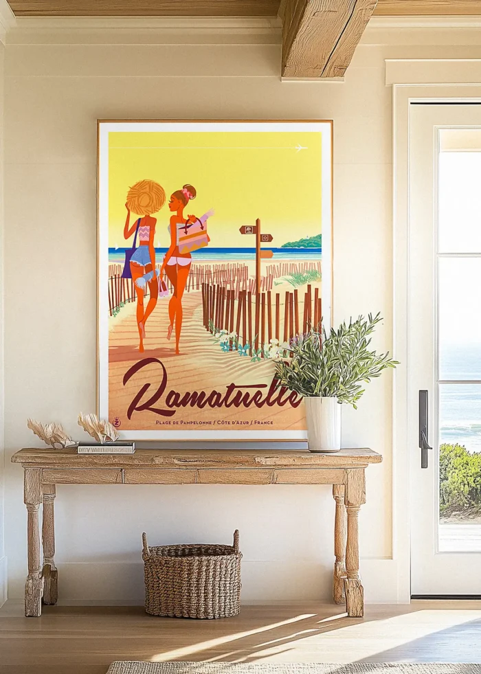 485-pampelonne jaune Monsieur Z 480-Ramatuelle Pampelonne Jaune, Côte d'azur. Plage, Provence, Décoration d'intérieur, Tableau, Œuvre d'art, Design, Affiche, Fine Art, Poster, Déco. Monsieur Z Illustration