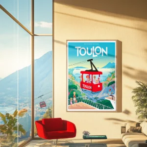 487 Toulon téléphérique,Ville côte d'azur. Décoration d'intérieur Mid-century, Tableau, Œuvre d'art, Design, Affiche, Fine Art, Poster, Déco. Monsieur Z
