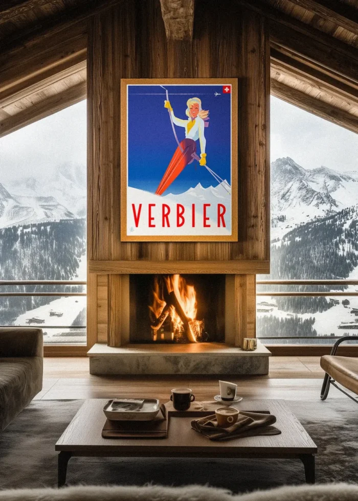 494_site 494 Verbier, Tir-Fesses, Ski Alpes Décoration d'intérieur Mid-century, Tableau, Œuvre d'art, Design, Affiche, Fine Art, Poster, Déco. Monsieur Z