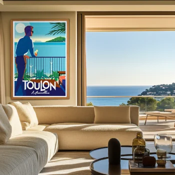 Affiche Toulon sur un balcon Mourillon Monsieur Z. Décoration d'intérieur, Tableau, Œuvre d'art, Design, Affiche, Fine Art, Poster, Déco. Monsieur Z Illustration