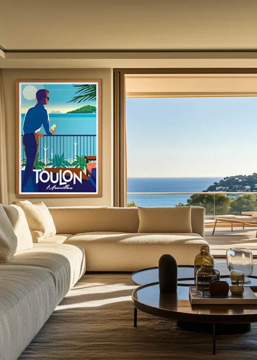 Affiche Toulon sur un balcon Mourillon Monsieur Z. Décoration d'intérieur, Tableau, Œuvre d'art, Design, Affiche, Fine Art, Poster, Déco. Monsieur Z Illustration