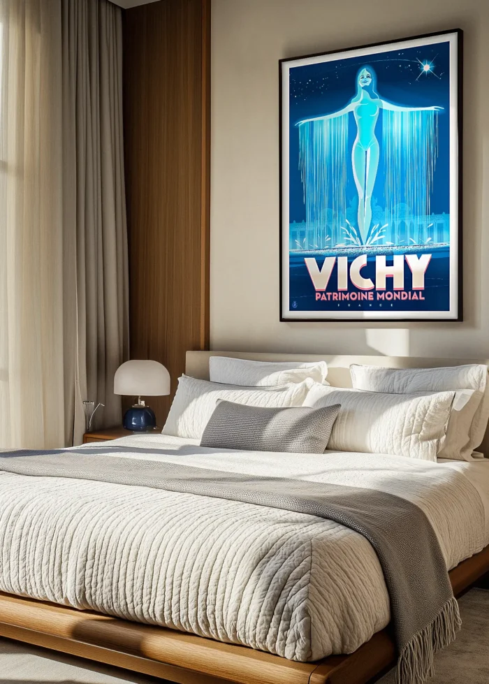 450_Vichy Foutaine Affiche Vichy Fontaine France Monsieur Z. Décoration d'intérieur, Tableau, Œuvre d'art, Design, Affiche, Fine Art, Poster, Déco. Monsieur Z Illustration