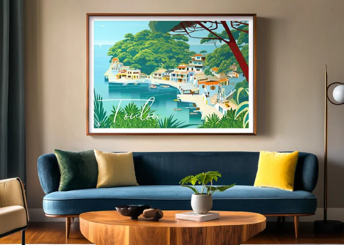 455_Toulon anse Méjean Affiche Toulon anse Méjean Monsieur Z Horizontale. Décoration d'intérieur, Tableau, Œuvre d'art, Design, Affiche, Fine Art, Poster, Déco. Monsieur Z Illustration