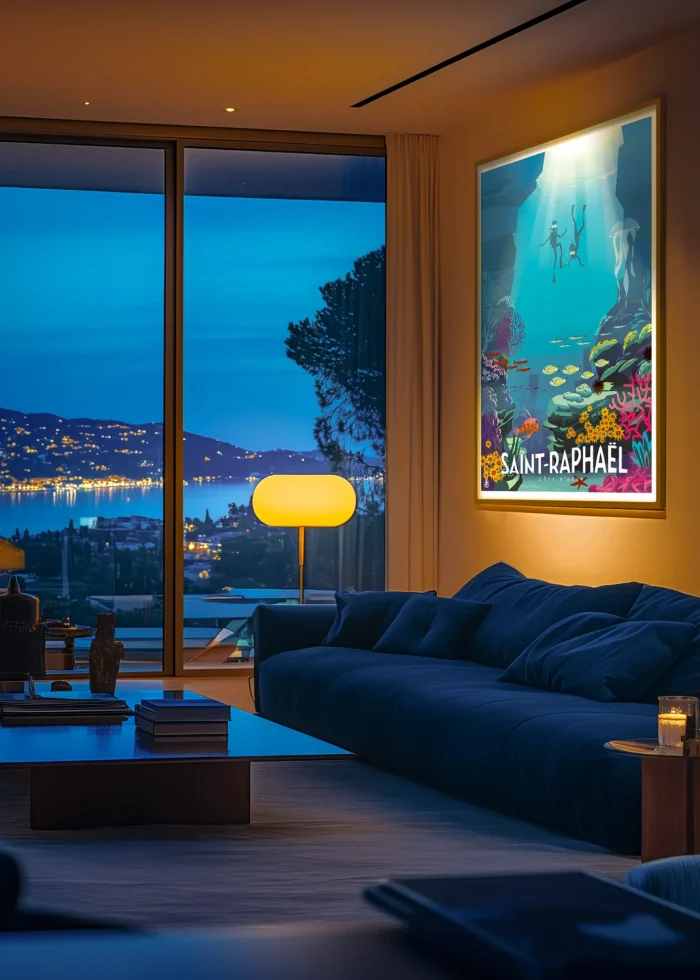 456_Saint-Raphaël Affiche Saint-Raphaël Monsieur Z Horizontale. Décoration d'intérieur, Tableau, Œuvre d'art, Design, Affiche, Fine Art, Poster, Déco. Monsieur Z Illustration