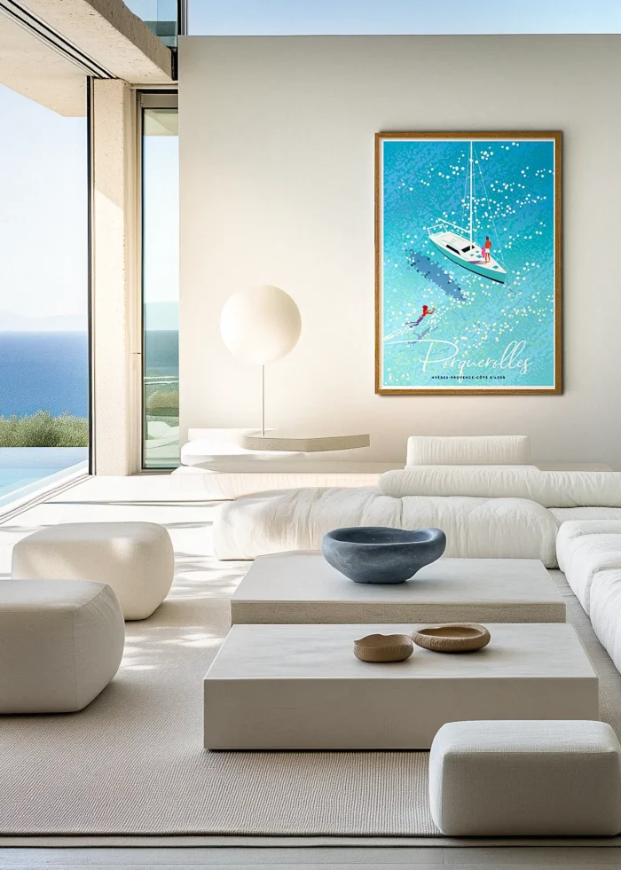 462_Porquerolles Scintille Affiche Porquerolles Scintille Monsieur Z. Décoration d'intérieur, Tableau, Œuvre d'art, Design, Affiche, Fine Art, Poster, Déco. Monsieur Z Illustration