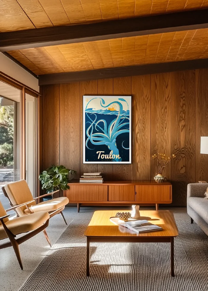 466_bleu Toulon, Kraken, Décoration d'intérieur, Tableau, Œuvre d'art, Design, Affiche, Fine Art, Poster, Déco. Monsieur Z Illustration