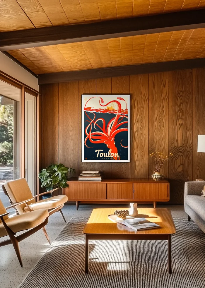 466_rouge Toulon, Kraken, Décoration d'intérieur, Tableau, Œuvre d'art, Design, Affiche, Fine Art, Poster, Déco. Monsieur Z Illustration