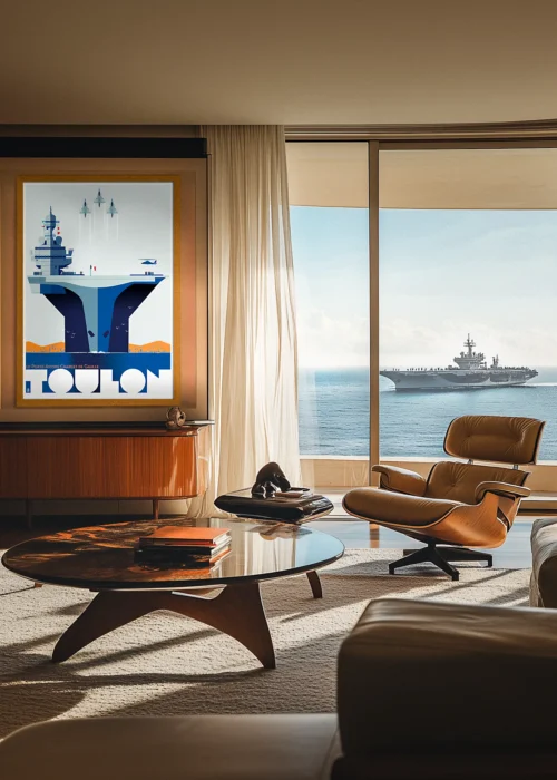 Toulon Charles de Gaule, Bateau, Armée, Marine, Porte Avion, Décoration d'intérieur, Tableau, Œuvre d'art, Design, Affiche, Fine Art, Poster, Déco. Monsieur Z Illustration