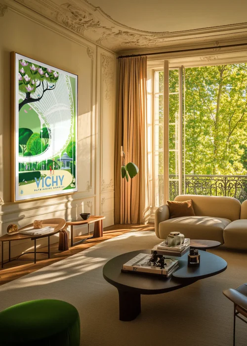 Vichy, patrimoine Mondial, Jardin fleury Décoration d'intérieur, Tableau, Œuvre d'art, Design, Affiche, Fine Art, Poster, Déco. Monsieur Z Illustration