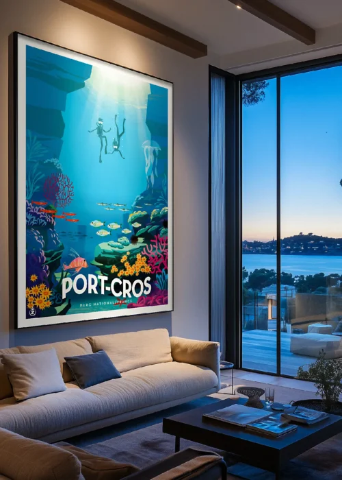 Plongée Port Cros Décoration d'intérieur, Tableau, Œuvre d'art, Design, Affiche, Fine Art, Poster, Déco. Monsieur Z Illustration
