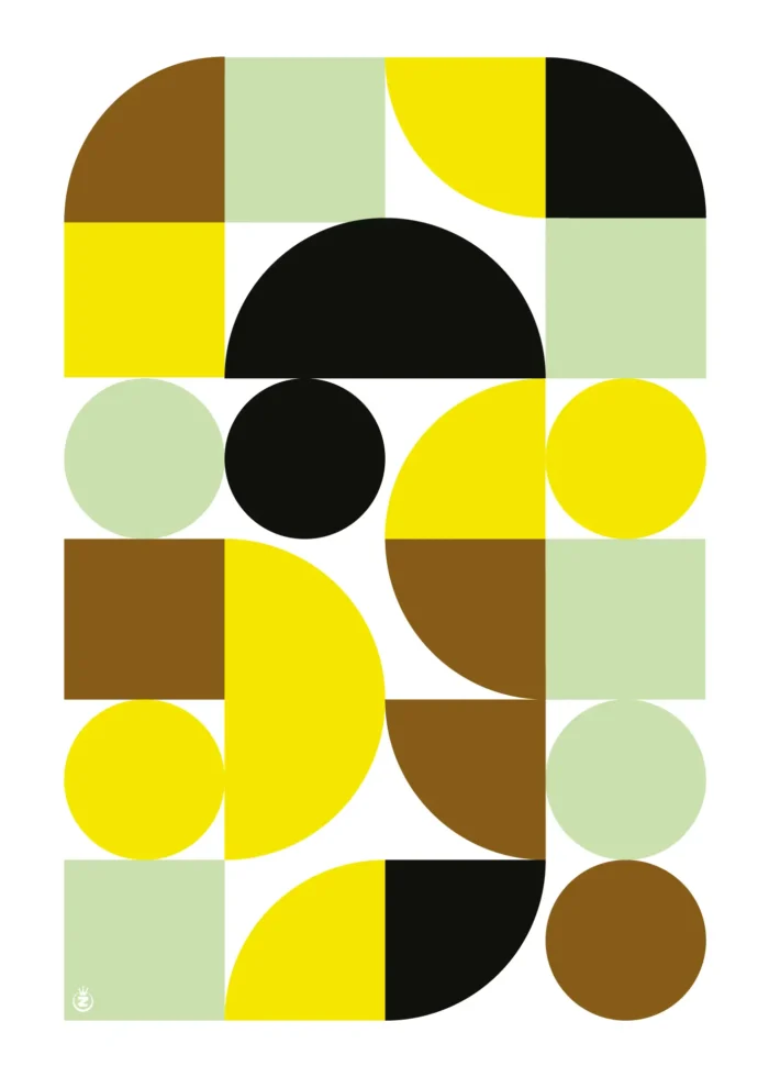 537-Bauhaus Abstraite Colorée Jaune.Affiche, Tirage Art, Illustration, œuvre, Poster, Fine Art, Digigraphie. Monsieur Z