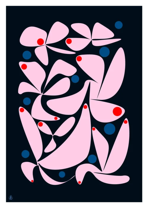 538-Ōsaka Abstraite noire et rose .Affiche, Tirage Art, Illustration, œuvre, Poster, Fine Art, Digigraphie. Monsieur Z