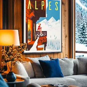 Affiche Alpes Balcon Monsieur Z. Décoration d'intérieur, Tableau, Œuvre d'art, Design, Affiche, Fine Art, Poster, Déco. Monsieur Z Illustration