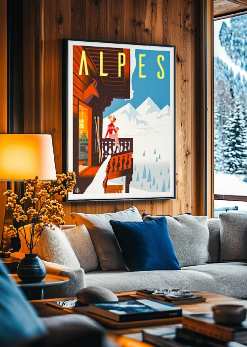 Affiche Alpes Balcon Monsieur Z. Décoration d'intérieur, Tableau, Œuvre d'art, Design, Affiche, Fine Art, Poster, Déco. Monsieur Z Illustration