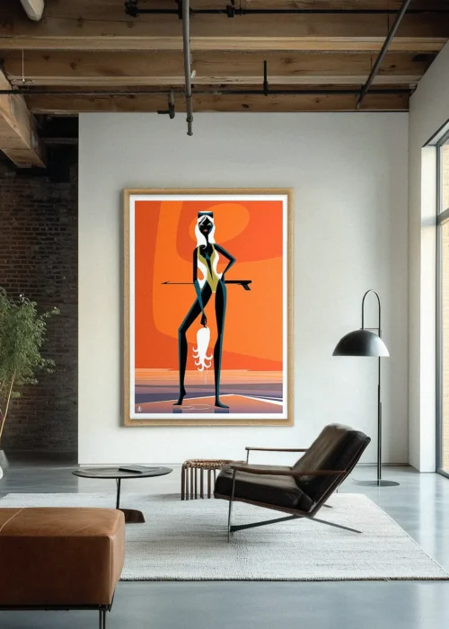 Sexy, Black, Orange, Pieuvre, Poulpe, Pèche, Glamour. Décoration d'intérieur Modern, Tableau, Œuvre d'art, Design, Affiche, Fine Art, Poster, Déco. Monsieur Z
