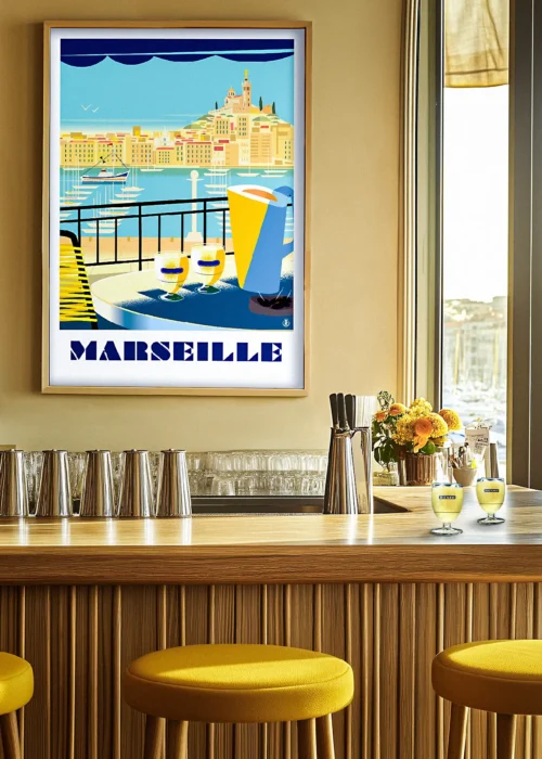 Affiche Marseille Ricard, Monsieur Z. Poster, Tableau, Décoration d'intérieur, Œuvre d'art, Design, Affiche, Fine Art, Déco. Monsieur Z Illustration