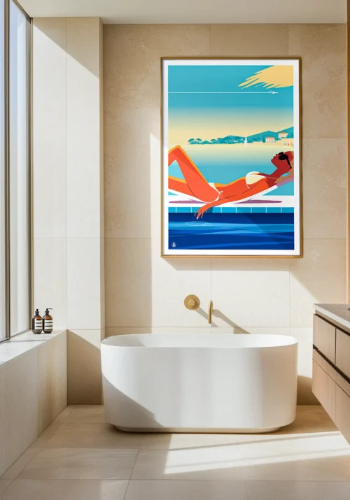 Femme, Piscine, Bandol, Monsieur Z. Affiche, Décoration d'intérieur Modern, Tableau, Œuvre d'art, Design, Fine Art, Poster, Déco.