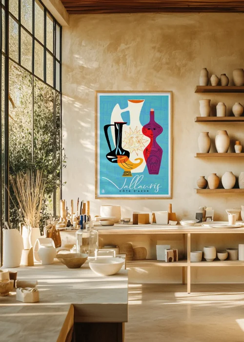 Vallauris, pot, Poterie, Monsieur Z. Affiche, Décoration d'intérieur Modern, Tableau, Œuvre d'art, Design, Fine Art, Poster, Déco.