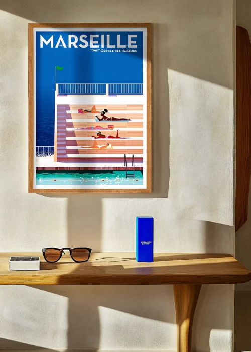 Affiche Marseille Cercle des Nageurs, Monsieur Z. Poster, Tableau, Décoration d'intérieur, Œuvre d'art, Design, Affiche, Fine Art, Déco. Monsieur Z Illustration