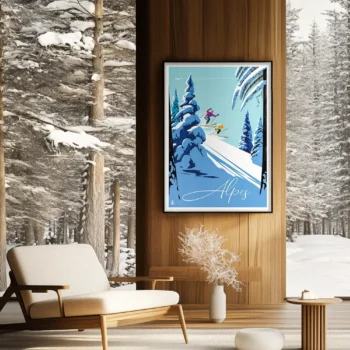 Affiche,Alpes, course en ski Monsieur Z. Décoration Mural, Décoration d'intérieur Modern, Tableau, Œuvre d'art, Design, Fine Art, Poster, Déco.