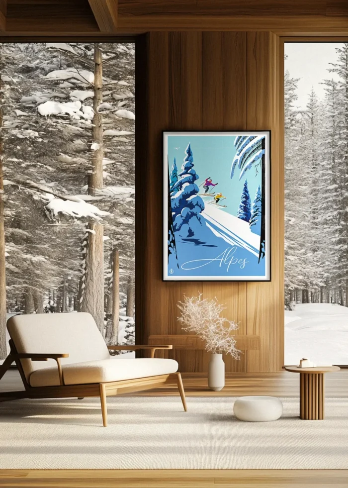 473_Sapins enneigés_Site Affiche,Alpes, course en ski Monsieur Z. Décoration Mural, Décoration d'intérieur Modern, Tableau, Œuvre d'art, Design, Fine Art, Poster, Déco.